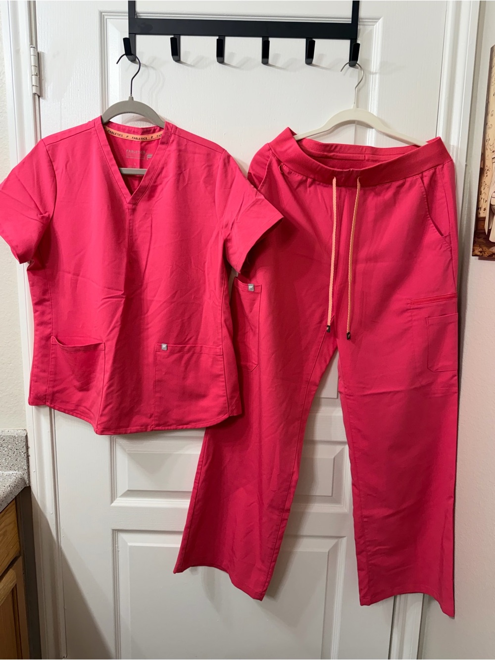 Fabletics Women's Drawstring wide leg Scrub Set - Pink